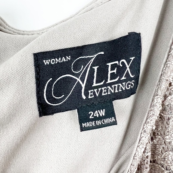Alex Evenings Dress And Jacket Set Womens 24W Antique Nickel Lace 2-Piece Set - Picture 5 of 16